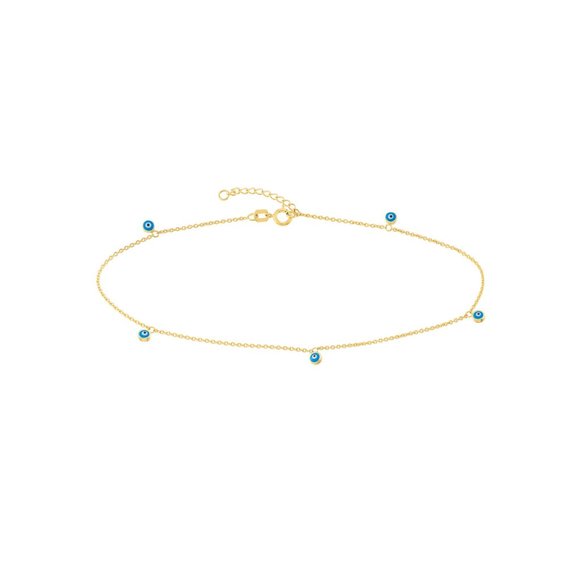 Evil Eye Anklet · Lucky Ankle Bracelet - 14K Gold Anklet